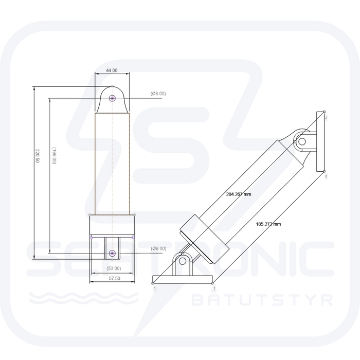 Instatrim Hydraulisk Sylinder Med 2m Slange Seatronic instatrim-hydraulisk-sylinder-med-2m-slange-seatronic