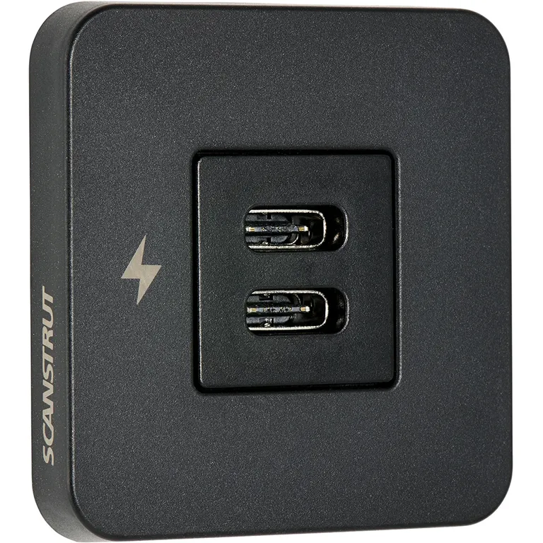 Scanstrut Tile Dobbel USB-C kontakt (Svart ramme) 12/24V