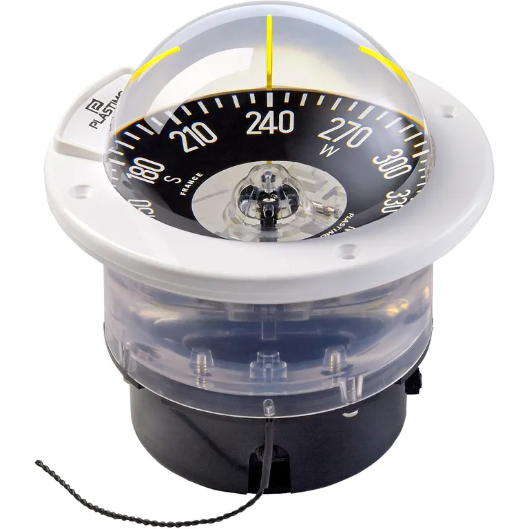 Plastimo Offshore 100 kompass, hvitt med sort, flat rose