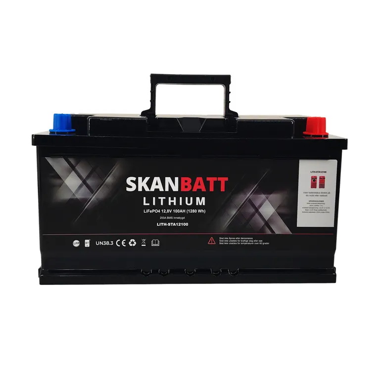 Skanbatt Bluetooth Lithium 12V 100Ah LiFePo4 startbatteri 1500CA