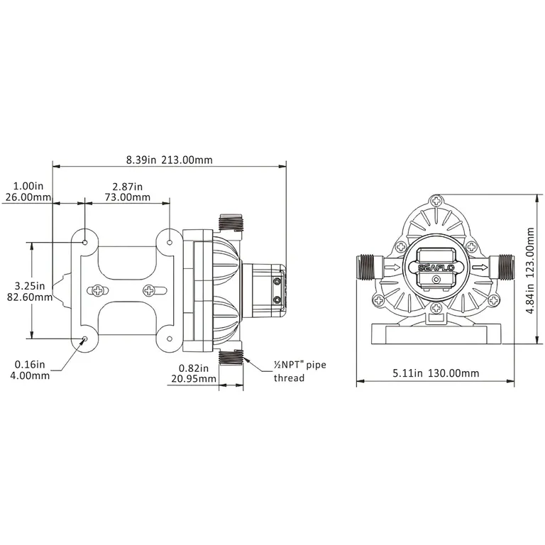 Seaflo Serie 33 trykkvannspumpe 13,6L (12V)