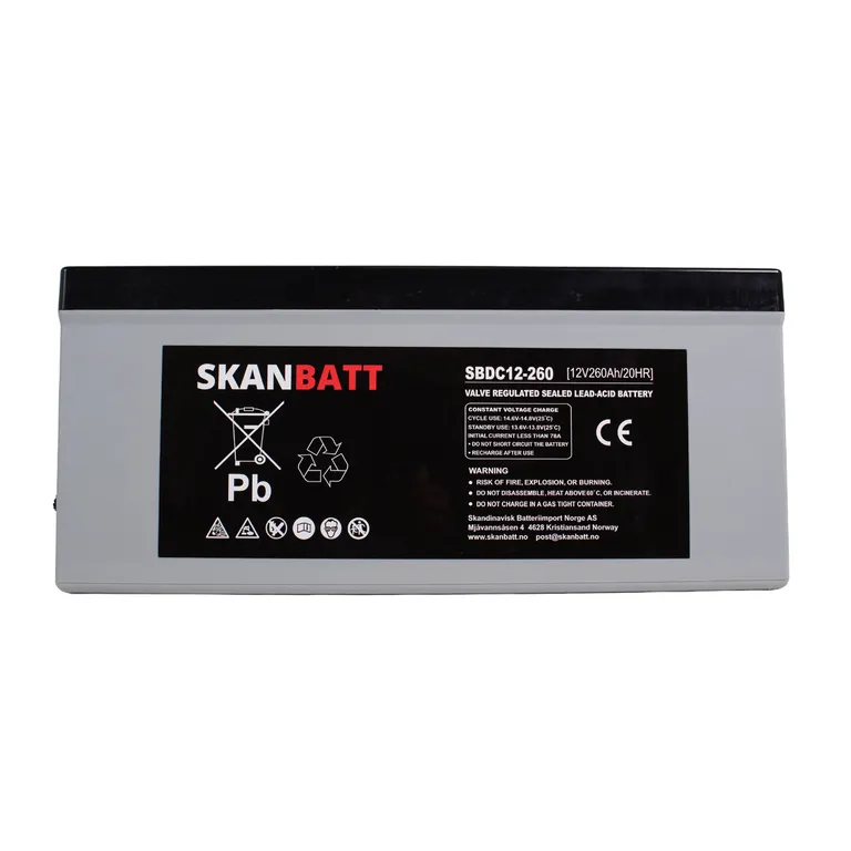 Skanbatt AGM Deep Cycle batteri 12V 260Ah (+ høyre)