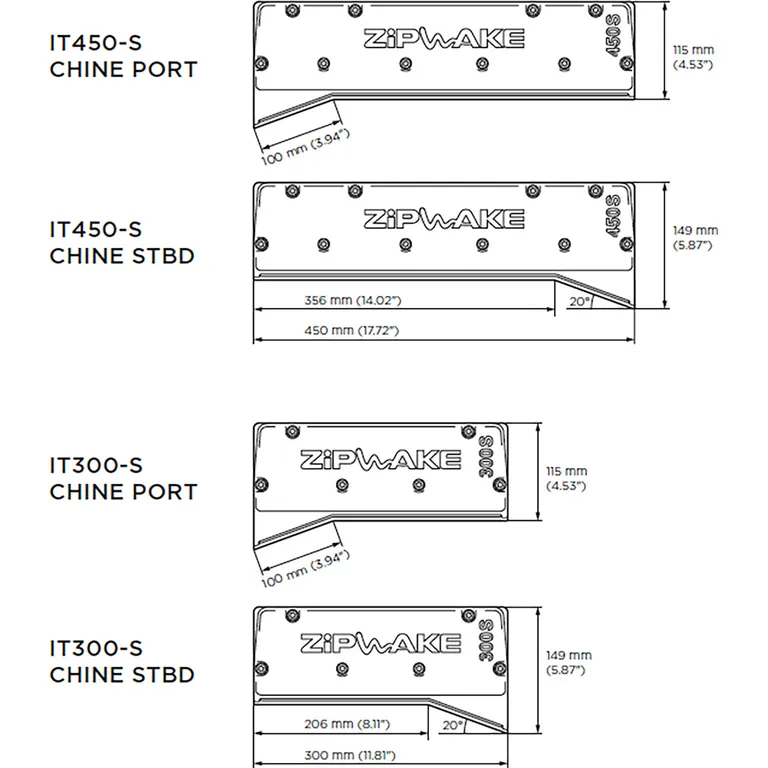 ZipWake 300-S CHINE 2x 30 cm interceptor - startpakke