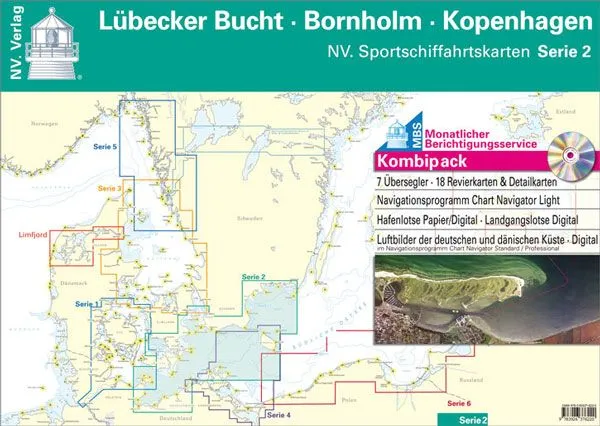 NV Charts båtsportkart over Danmark serie 2, Lübeck-Bornholm