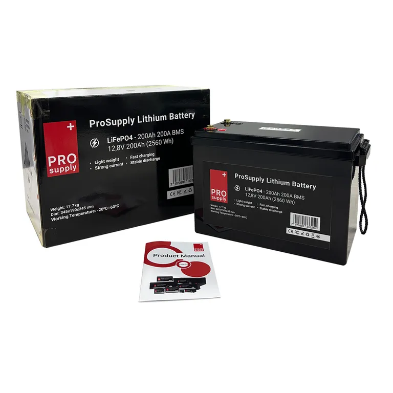 ProSupply Lithium LiFePO4 12V batteri 200Ah 200A BMS