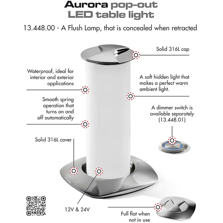 Osculati Aurora pop-out LED bordlampe 12 / 24 Volt