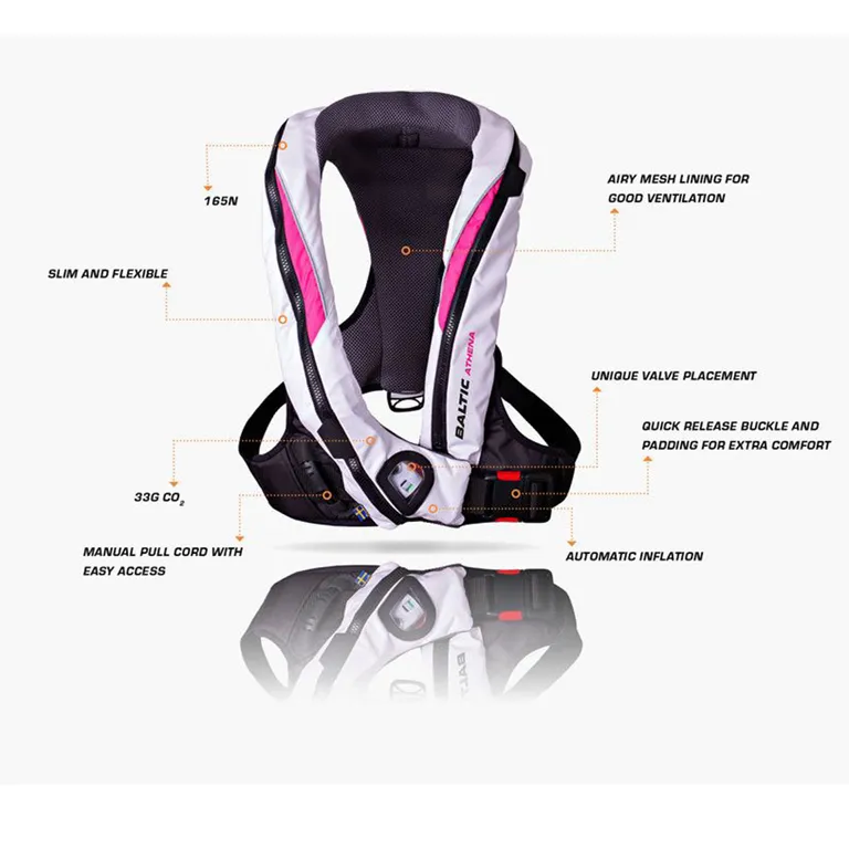 Baltic Athena 165 redningsvest 40-120kg, hvit/rosa