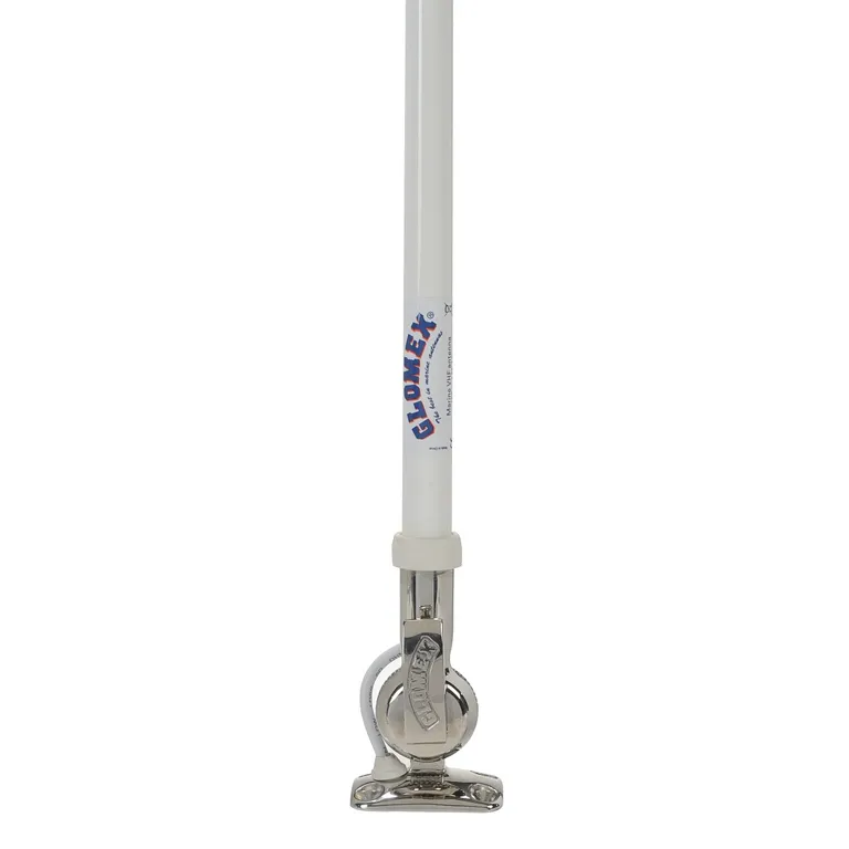 Glomex VHF antenne for motorbåt med syrefast festebrakett