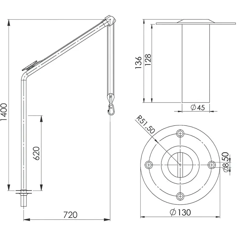Osculati svingbar davit / motordavit