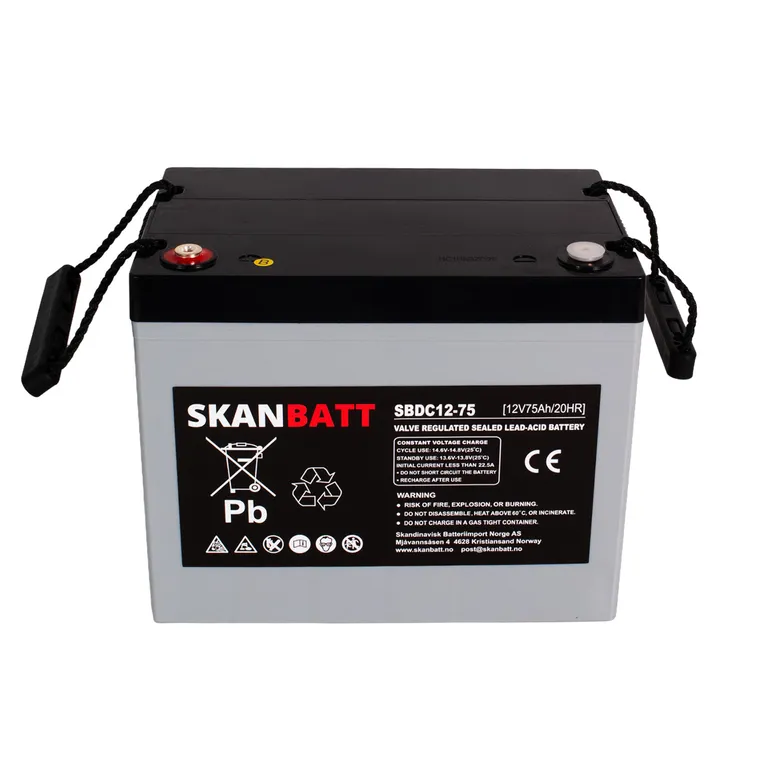 Skanbatt AGM Deep Cycle batteri 12V 75Ah (+ venstre)
