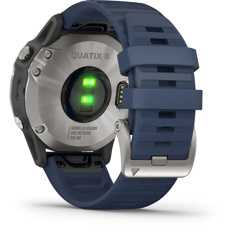 Garmin quatix 6 maritim smartklokke i grå med "Captain Blue" rem