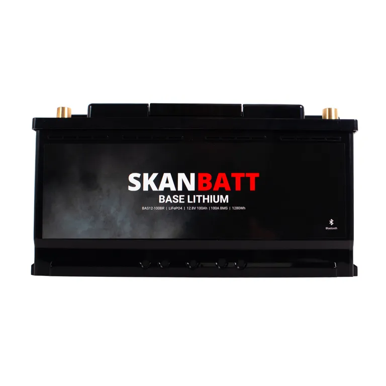 Skanbatt Base Lithium batteri 12V 100Ah 100A BMS Bluetooth Bobil