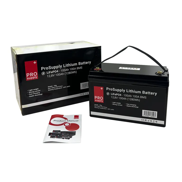 ProSupply Lithium LiFePO4 12V batteri 100Ah 100A BMS