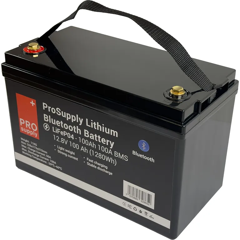 ProSupply Lithium 12V BT LiFePO4 Batteri 100Ah BMS 100A