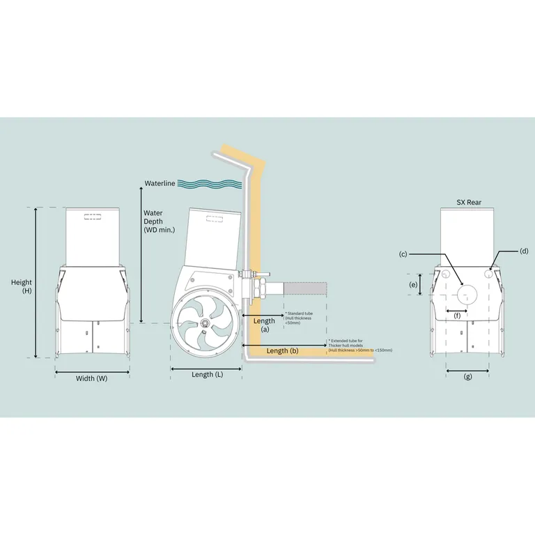 Sleipner SX50 PRO hekkthruster med effektkontroll-12V-50kg-50mm