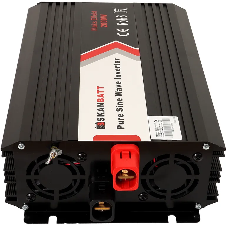 Skanbatt SBP2000-12 2000W ren sinus-inverter med trådløs fjernkontroll
