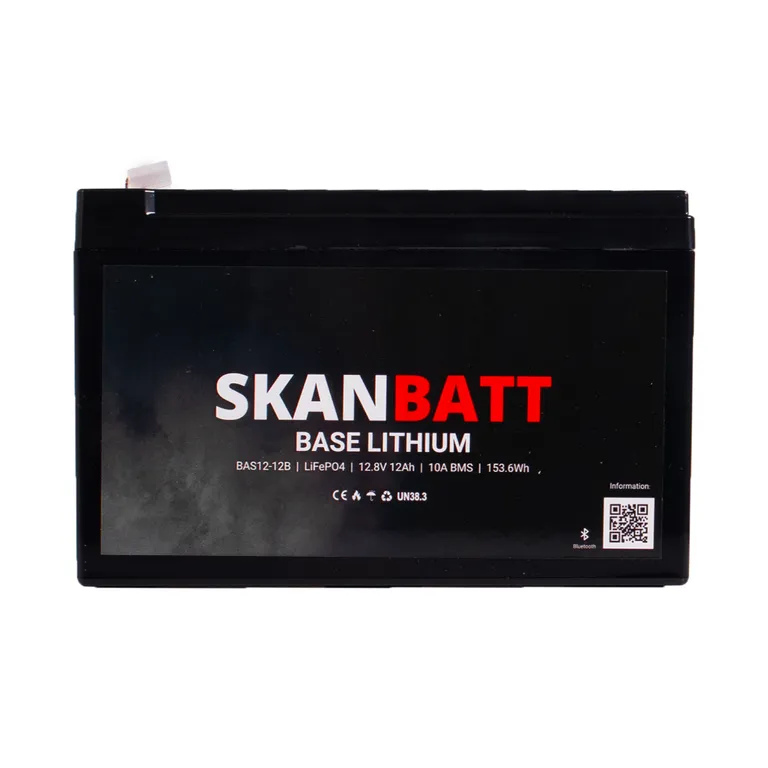 Skanbatt Base Lithium batteri 12V 12Ah 10A BMS Bluetooth