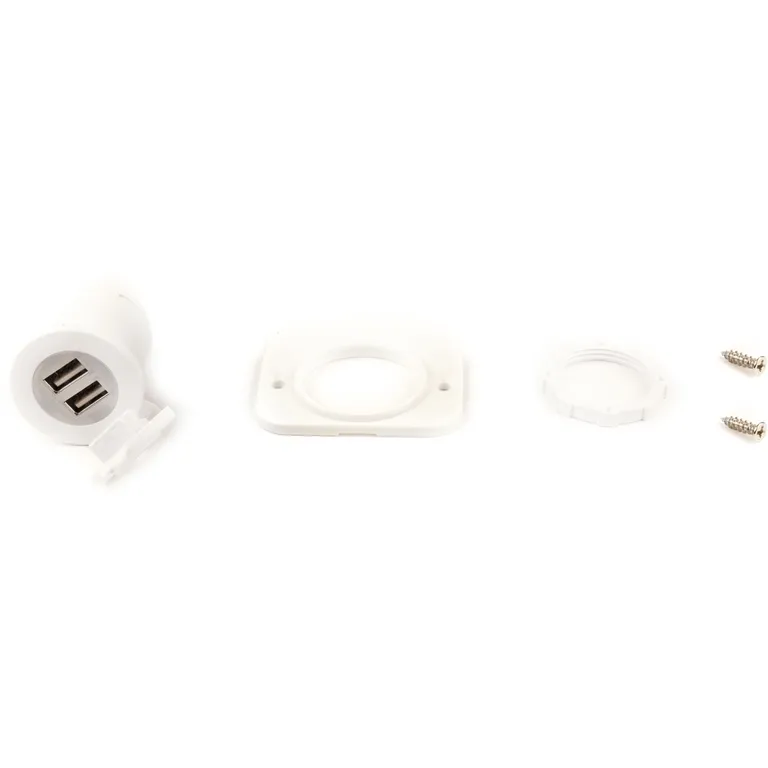 Dobbel innfellbar USB-kontakt (hvit) 12V