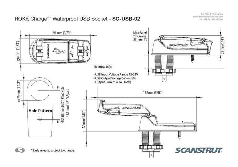 Scanstrut sprutsikker USB-kontakt flat
