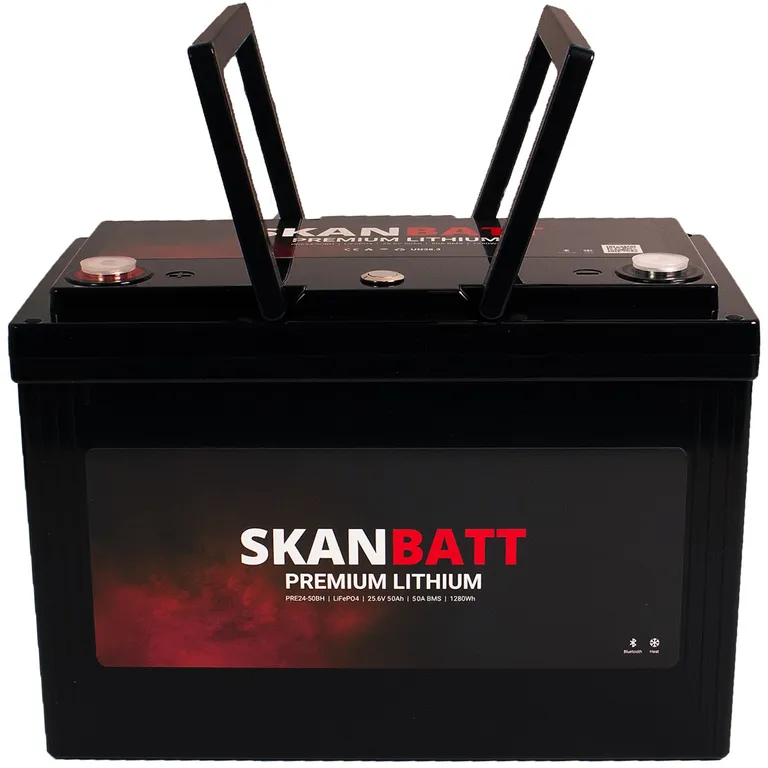 Skanbatt Premium Lithium 24V 50Ah 50A BMS Bluetooth Heat