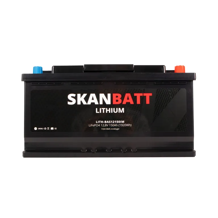 Skanbatt Lithium 12V 150Ah LiFePo4-batteri, 150A BMS