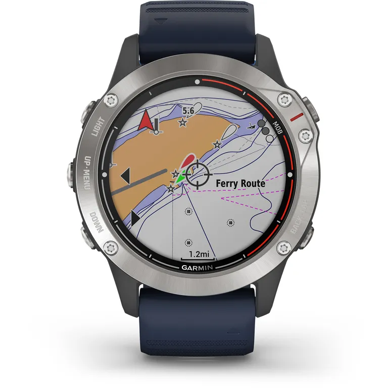 Garmin quatix 6 maritim smartklokke i grå med "Captain Blue" rem