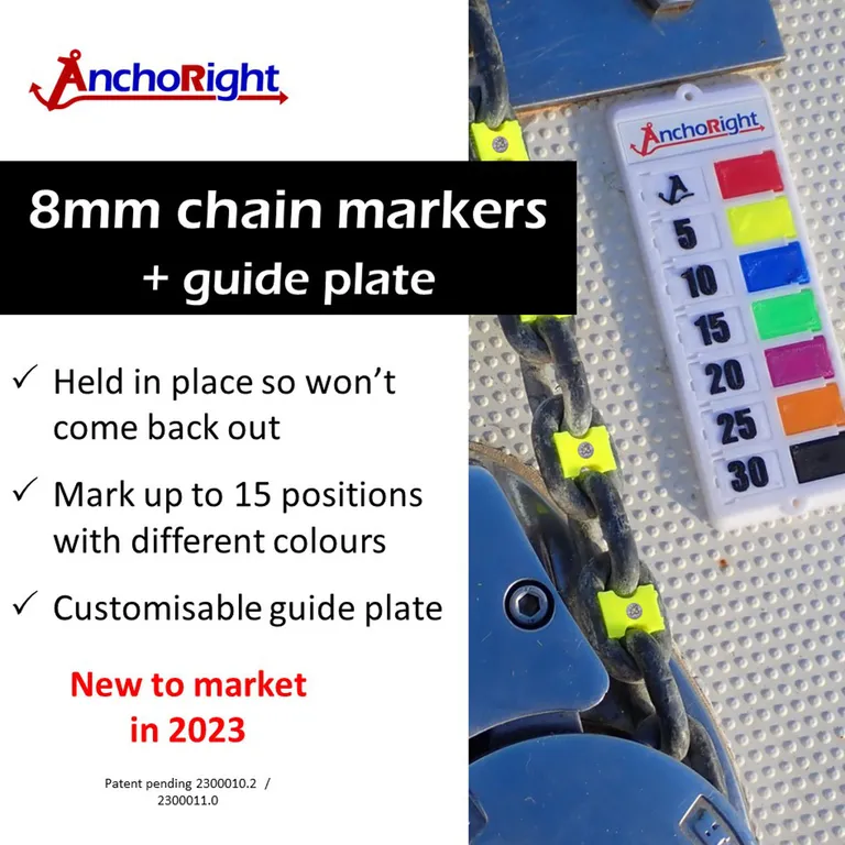  Anchoright kjettingmarkør 8mm 8 farger inkl guideplate