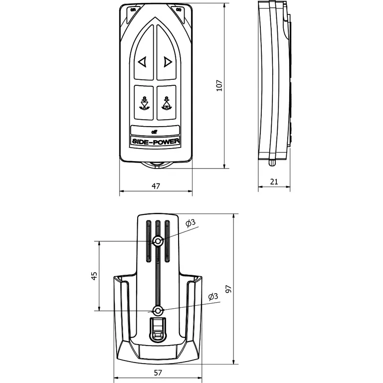 Side-Power fjernkontroll RC-20E fjernkontrollkit for  baug- og hekkthruster