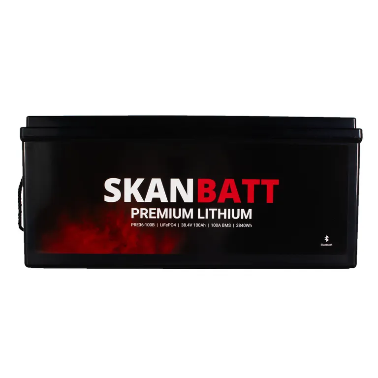 Skanbatt Premium 100Ah 36V LiFePO4 litiumbatteri med Bluetooth