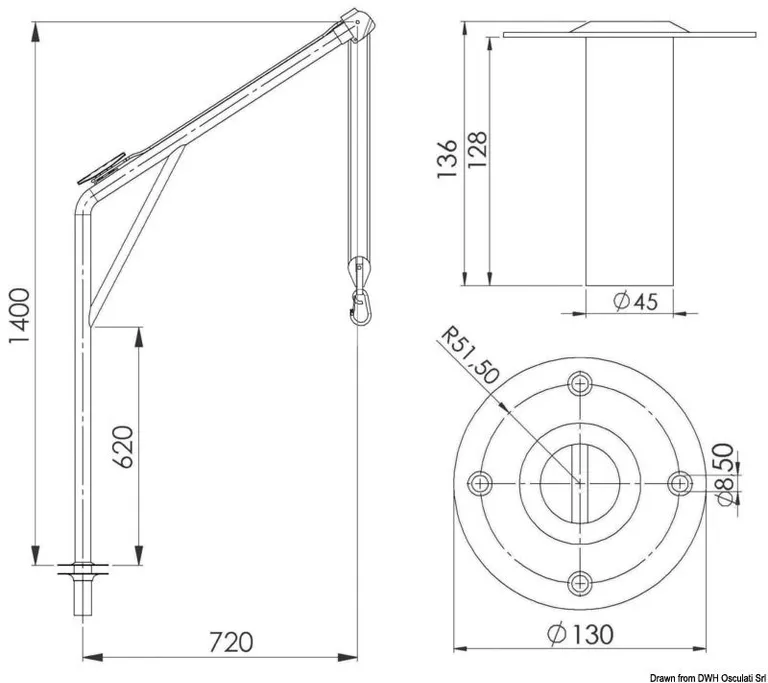 Osculati svingbar davit / motordavit