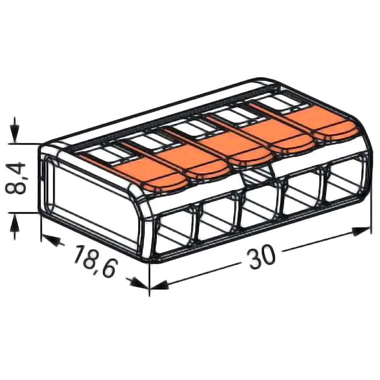 Wago Koblingsklemme 5-leder - 4mm2 - 5pk