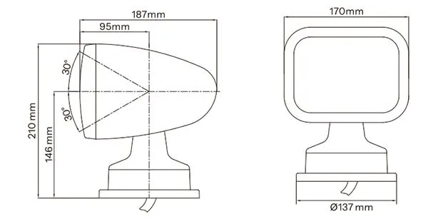 Seaflo LED Lyskaster m/fjernkontroll 28W Sort
