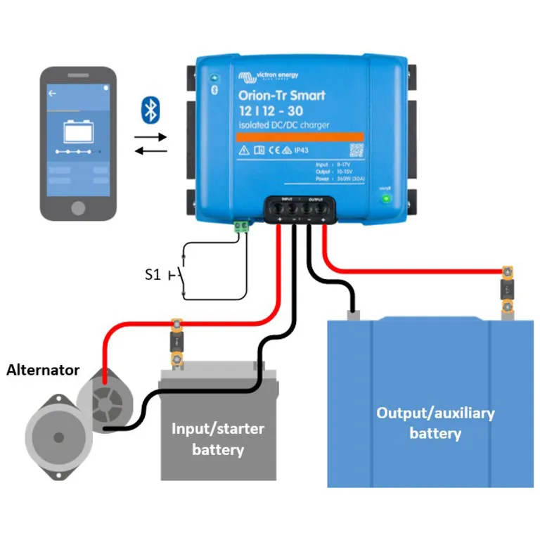 Victron Orion TR Smart DC-DC lader 12>12V 18A, Galvanisk isolert