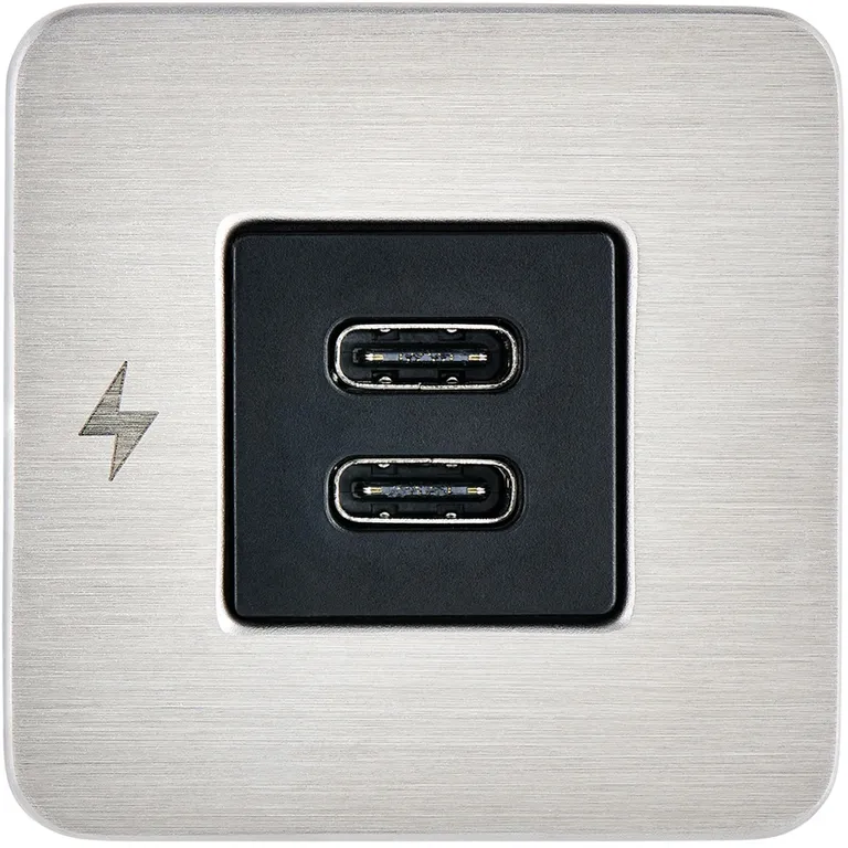 Scanstrut Tile Dobbel USB-C kontakt (Børstet stål ramme) 12/24V