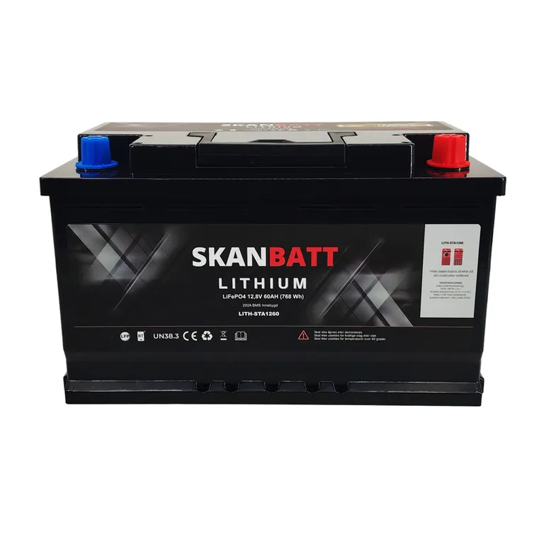Skanbatt Bluetooth Lithium 12V 60Ah LiFePo4 startbatteri 900CA