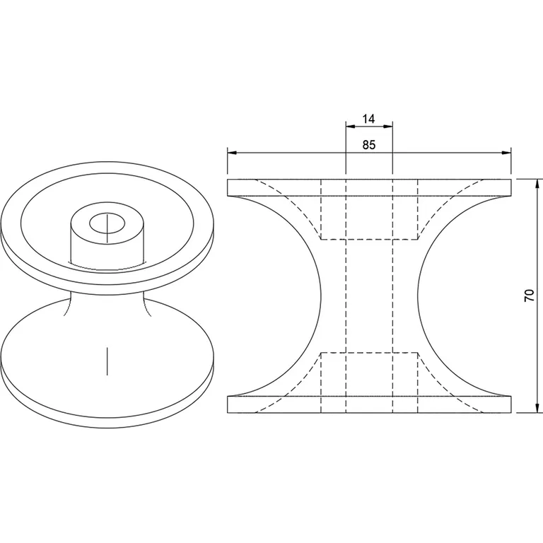 Sleipner Trinse stor 70mm Ø85mm 14mm bolt