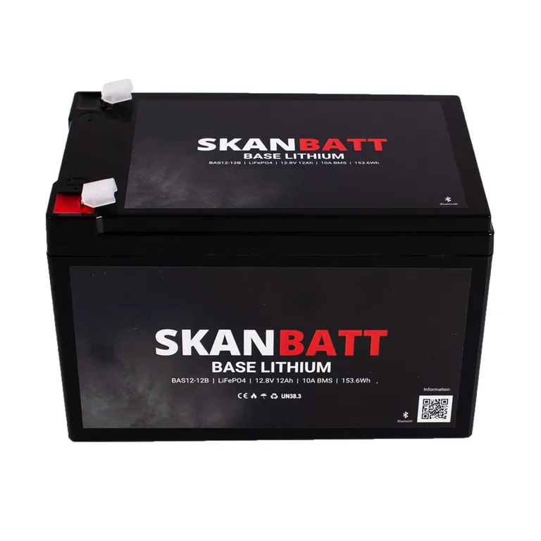 Skanbatt Base Lithium batteri 12V 12Ah 10A BMS Bluetooth