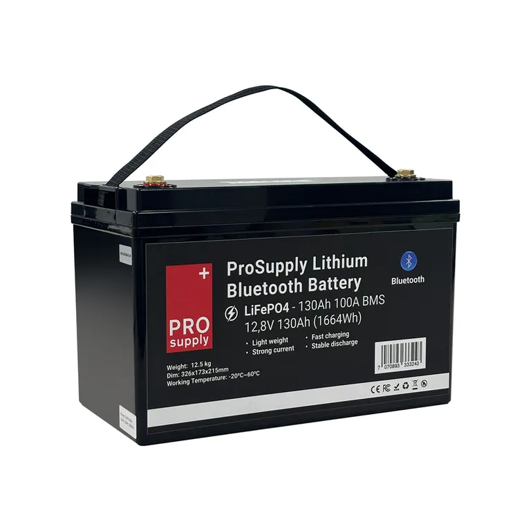 ProSupply Lithium Bluetooth LiFePO4 12V batteri 130Ah (100-kasse) 100A BMS