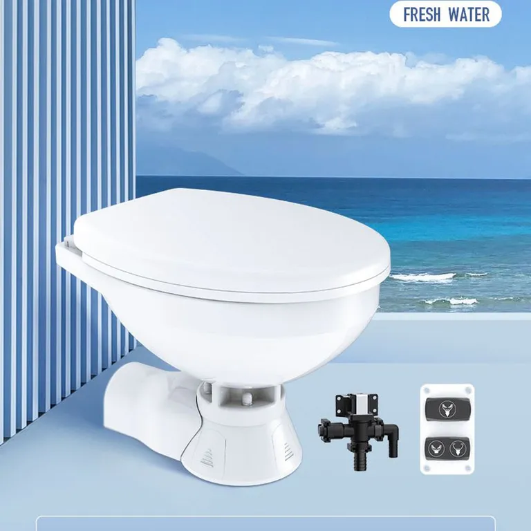 Seaflo Elektrisk toalett Regular Quiet flush Soft close, for ferskvannspyling 24V