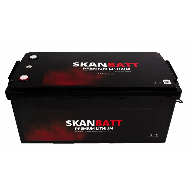 Skanbatt Premium Lithium batteri 12V 460Ah 200A BMS Bluetooth & Varme