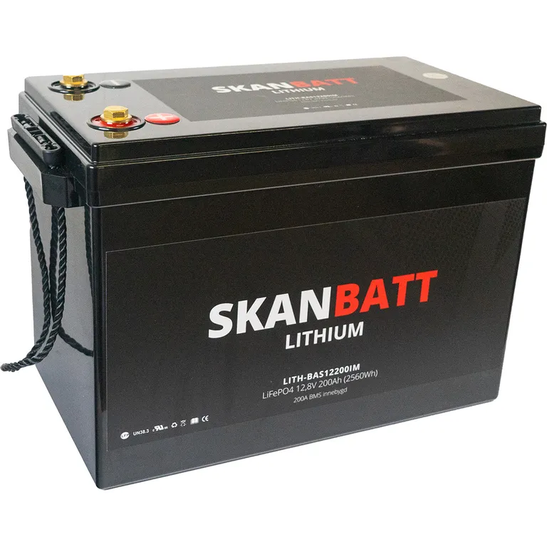Skanbatt Litium Basic kompakt LiFePo4 12V batteri 200Ah m/200A BMS