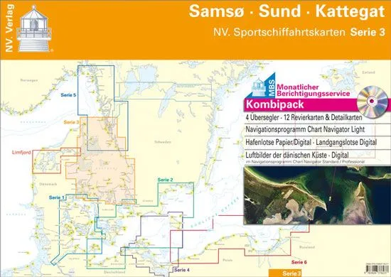 NV Charts båtsportkart over Danmark serie 3: Samsø, Øresund og Kattegat