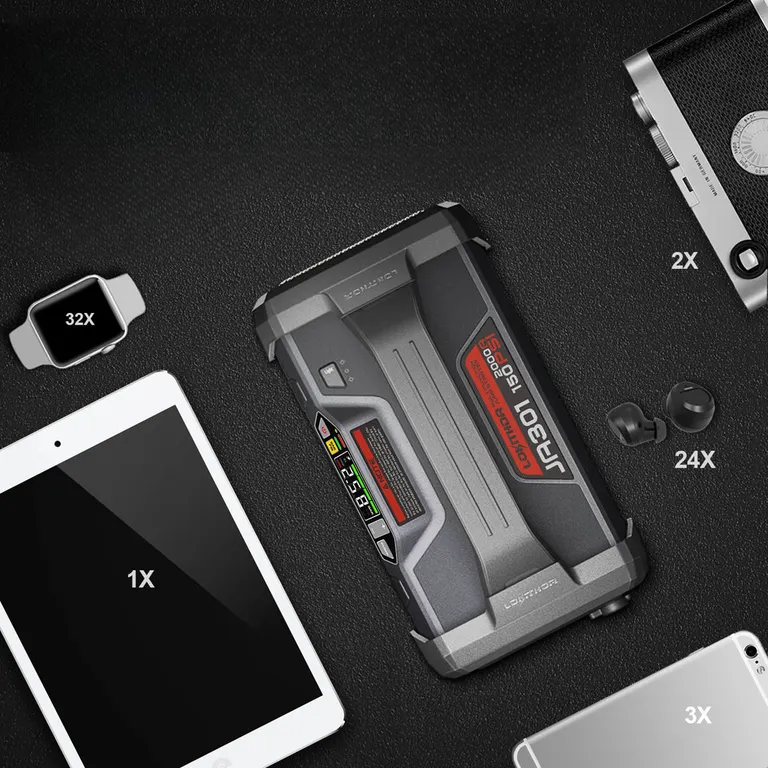 Lokithor JA3000PRO Lithium Startbooster 12V 3000A med 150 PSI luftkompressor