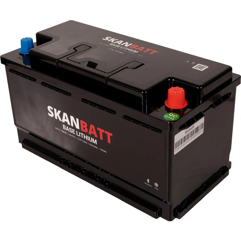 Skanbatt Base Lithium 12V 150Ah 150A BMS Bluetooth Heat Bobil
