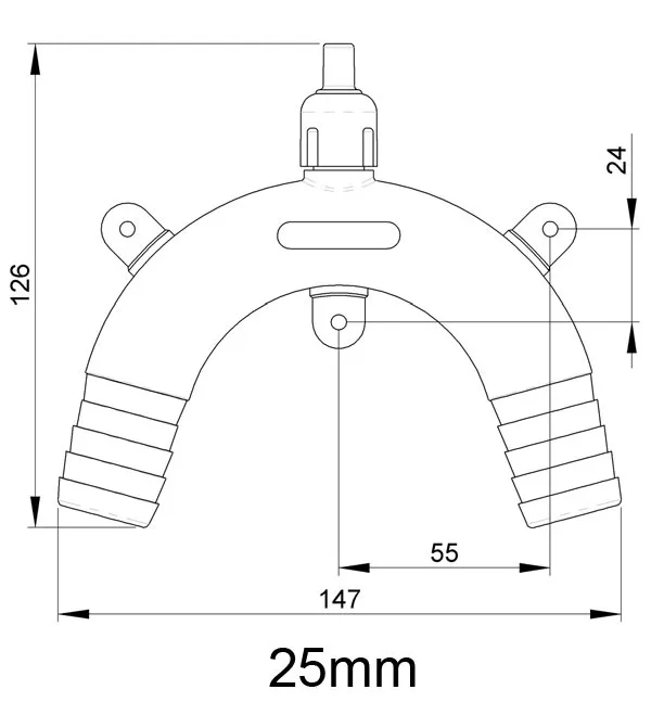 Trudesign svanehals i kompositt. For 25mm slange