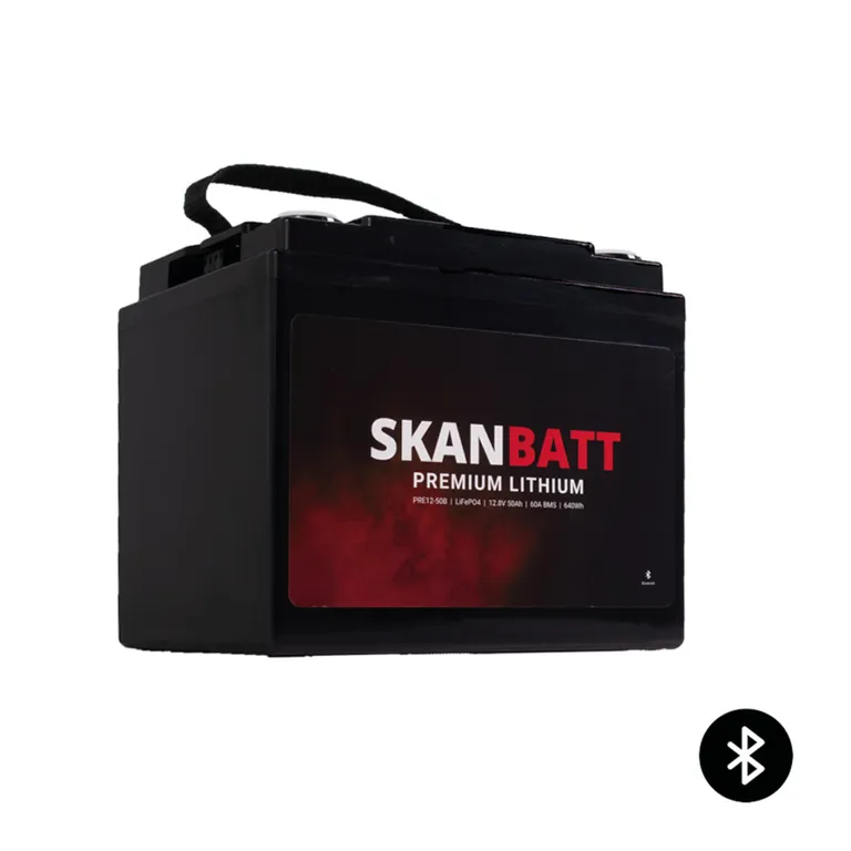 Skanbatt Premium Lithium 12V 50Ah 60A BMS Bluetooth