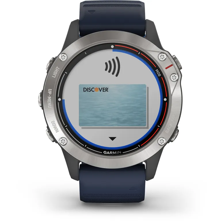Garmin quatix 6 maritim smartklokke i grå med "Captain Blue" rem