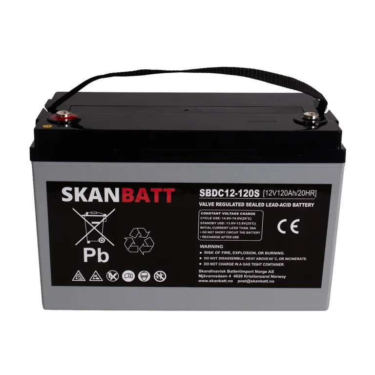 Skanbatt AGM Deep Cycle batteri 12V 120Ah (+ venstre)