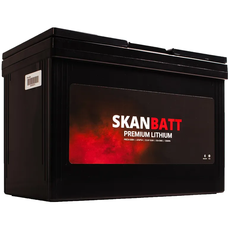 Skanbatt Premium Lithium 24V 50Ah 50A BMS Bluetooth Heat