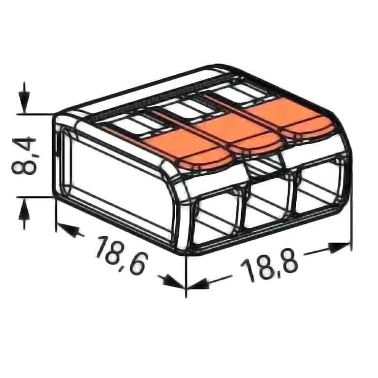 Wago Koblingsklemme 3-leder - 4mm2 - 5pk